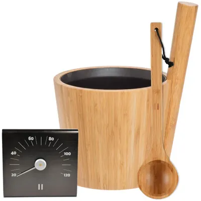 Produktbild von SET> Rento Saunaeimer, Kelle Bambus + Thermometer