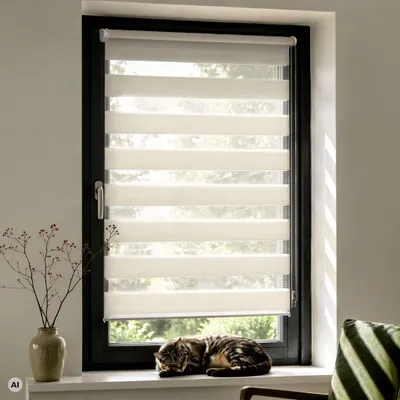 Produktbild von Doppelrollo Fenster ohne Bohren Zevra 40x160cm creme VICTORIA M