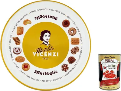 Produktbild von Matilde Vicenzi - Biscotti Minivoglie, Auswahl an Gebäck, Shortcruste Shortbread Chocolate, Sahne oder Marmelade, Butter oder Kakao -Shortbreads in einer Blitzbox, 500 g + Italian Gourmet polpa 400g