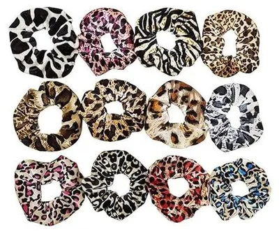 Zdjęcie produktu dla Gumki do włosów aksamitne panterka scrunchie dla kobiet 10 szt.