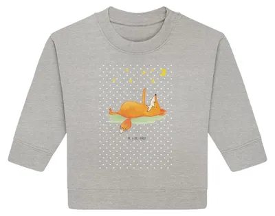 Produktbild von Mr. & Mrs. Panda Organic Baby Pullover Fuchs Sterne 12. - 18. Monat - Heather Grey - Geschenk, Bullover, Mond, Entspannt, Füchse, Sternengucker