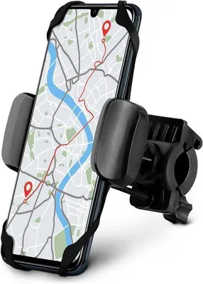 Obrázek produktu pro Držák na telefon na kolo – držák na řídítka pro smartphone – navigace při jízdě na kole – otočný o 360 stupňů