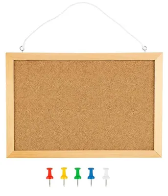 Produktbild von Omgoods – Korkwand mit Holzrahmen, 40 x 30 cm – Inklusive 5 Stecknadeln für Büro und Zuhause