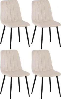 Produktbild von CLP 4er Set Stühle Dijon mit Lehne creme Material Samt