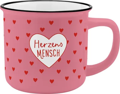 Produktbild von Becher in Emaille-Optik "Herzensmensch"