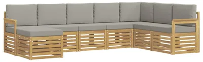 Produktbild von vidaXL Outdoor-Sofagarnitur 6 pcs Weiß und Hellgrau