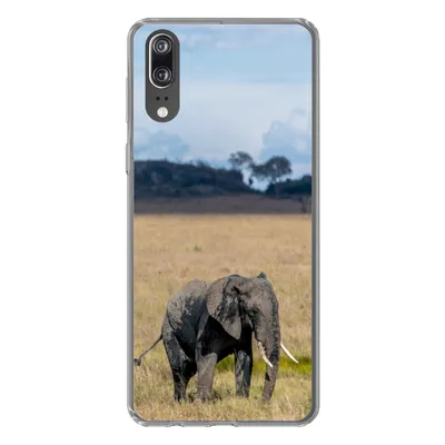 Produktbild von MuchoWow® Handyhülle Schutzhülle Hülle für Huawei P20 Elefant - Gras - Tiere - Natur Silikon Softcase Handy Hülle - Hardcover