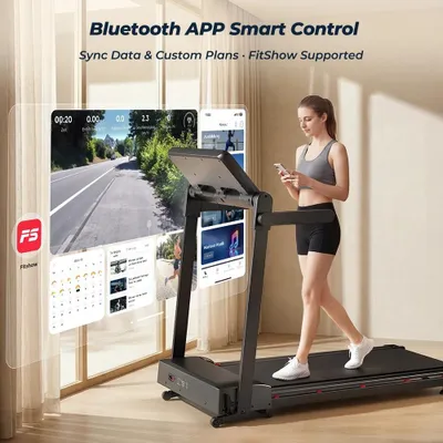 Zdjęcie produktu dla Bieżnia elektryczna – FT54 – automatyczne nachylenie 15% – prędkość 1–14 km/h – silnik 3,0 KM – powierzchnia bieżna 40×100 cm – 12 programów – wyświetlacz LED