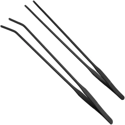 Immagine prodotto di Set di pinzette per acquari, 2 pezzi, acciaio inossidabile, a becco dritto e curvo, lunghezza 27 cm, colore nero