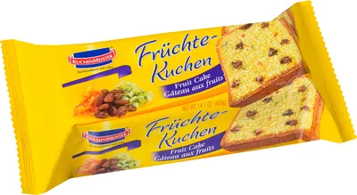 Verpackungsbild KuchenMeister Früchte Kuchen mit Rosinen Orangeat und Zitronat 400g