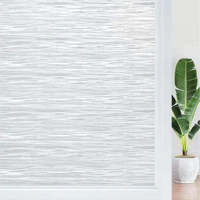 Produktbild von Fensterfolie Blickdicht Statisch Selbstklebend Sichtschutzfolie Milchglasfolie Statisch Haftend Dekofolie Klebefolie Ohne Klebstoff Welle 45 x 200 cm