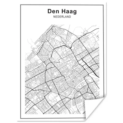 Produktbild von MuchoWow® Poster Stadtplan - Den Haag - Schwarz und Weiß 120x160 cm - Wandbilder