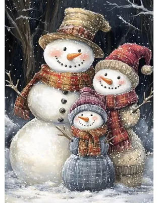 Diamant Malerei Set Schneemann Familie, 30x40 cm, DIY