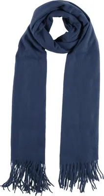 Produktbild von XXL Schal Damen Schultertuch Halstuch Stricktuch mit Fransen Blau