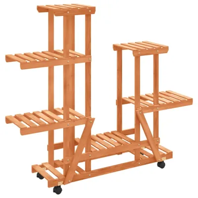Zdjęcie produktu dla vidaXL Stojak na kwiaty na kółkach 95x25x101 cm z litego drewna jodłowego