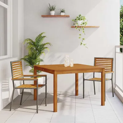 Image de Maison Exclusive - Ensemble de jardin pour 3 personnes, en bois d'acacia massif, couleur gris