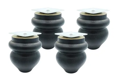 Produktbild von 4x Möbelbein Buche Schwarz – 9 cm – lackiert – mit Montageset