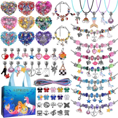 Immagine prodotto di Kit per creare gioielli fai da te per bambine, 150 pezzi, colore azzurro