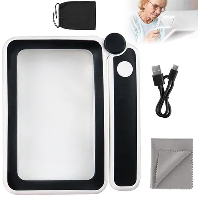Produktbild von 4X Leselupe mit Licht für Senioren Groß, Klappbar Leselupe, LED-Handlupe zum Lesen