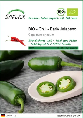 Produktbild von SAFLAX - BIO - Chili - Early Jalapeno - 20 Samen - Capsicum annuum