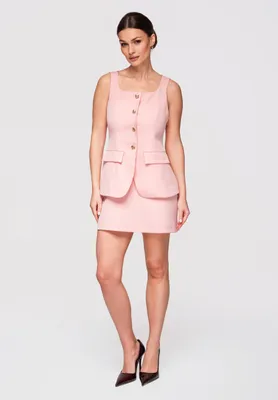 Produktbild von LARICA Mini Kleid tailliert Knopfverschluss Elegant Damen LA-OM-DLR300 pink M