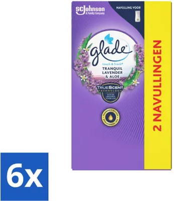 Productafbeelding van Glade - Touch & Fresh Navulling - Rustgevende Lavendel & Aloë - 2 × 10 ml - Voordeelverpakking - 6 stuks