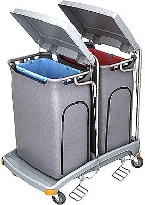 Splast Doppelter Abfallwagen aus Plastik mit Pedal und Deckel - Abdeckung optional Splast TSOP-0006,TSOP-008