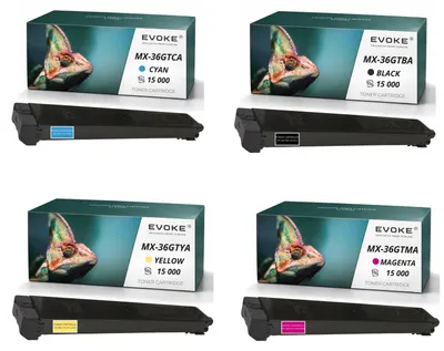 Produktbild von Evoke kompatibler Toner für Sharp MX-36GT MX36GT 4x CMYK:Schwarz,Cyan,Magenta,Gelb 69000 Seiten MX-2610N 2640N 3110N 3140N 3610N 3640N