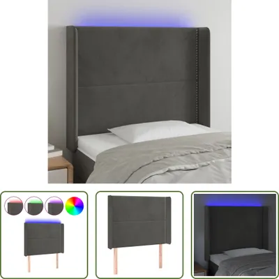 Produktbild von The Living Store LED Kopfteil Dunkelgrau 93x16x118/128 cm Samt