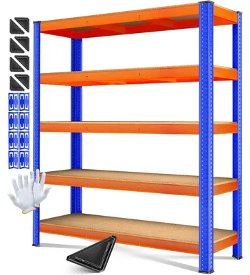 Zdjęcie produktu dla Regał magazynowy piwniczny - Obciążenie 1500 kg - 180 x 160 x 60 cm - Niebieski - Do garażu i warsztatu