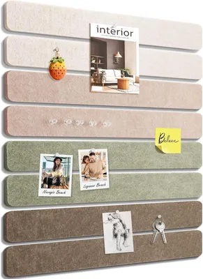 Immagine prodotto di Pannello per scrivania 33x5 cm - Set di 8 pannelli in feltro da parete con strisce adesive e 30 spille - Ideale per foto, memo, bacheche per scuola e casa