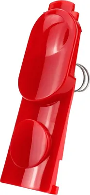 A red plastic clip lock button for a vacuum cleaner.