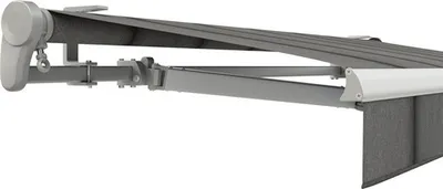 Produktbild von SOLUNA Gelenkarmmarkise Trend 4x2 Stoff Dessin D419 Gestell E6EV1 silber eloxiert Antrieb links inkl. Kurbel