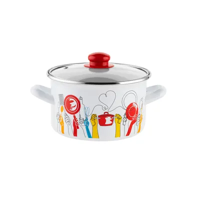Produktbild von Emalierter Topf mit Deckel EMALIA POLSKA PLESZEW PEPITO 2 l / Emaille Kochtopf