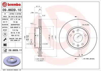 Produktbild von BREMBO Bremsscheiben (2 Stück) Vorderachse 09.8609.11