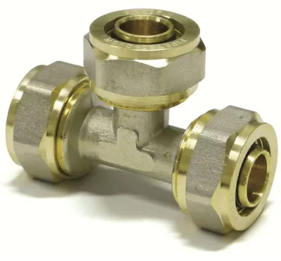 Produktbild von Pipetec Schraubfitting-T-Stück gleichseitig 16 x 2mm für Alu-Verbundrohr : 16 x 2 mm  Größe: 16 x 2 mm