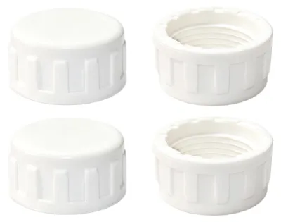 PVC Rohrendkappen 32 mm, 4 Stück, Innengewinde, weiß