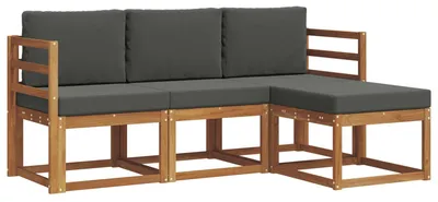Produktbild von vidaXL Outdoor-Sofagarnitur mit Kissen 4 pcs Natur und Anthrazit