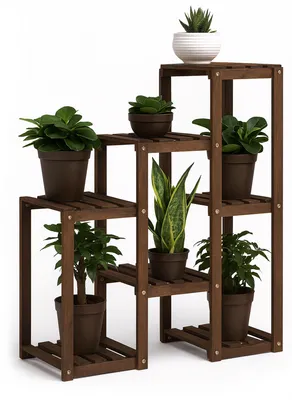 Immagine prodotto di Hinoki - Scaffale per Piante Fioriera 80x82x25 cm Porta Vasi da Interno 7 Ripiani in Legno di Abete