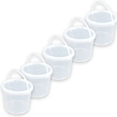 Produktbild von Eimer Deckel lebensmittelecht 3,3 L Liter leer farblos Henkel Kunststoff Set 5 Stück