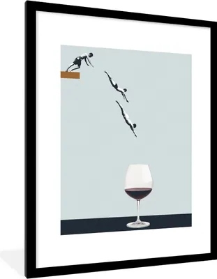 Produktbild von MuchoWow® Gerahmtes Poster Weinglas - Männer - Vintage 60x80 cm - Poster mit Schwarzem Bilderrahmen Wandposter Rahmen Foto Bilder - Wohnzimmer - Dekorationen - Prämie