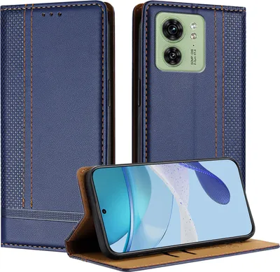 Image de Etui pour Motorola Edge 40 étui en cuir avec fonction stand bleu