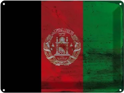 Produktbild von vianmo Blechschild 30x40 cm Afghanistan Flagge Fahne Wappen