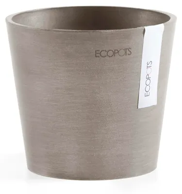 Imagen del producto de Macetas Ecopots Amsterdam Mini, plástico, diámetro 13 cm, altura 11,4 cm, color taupe