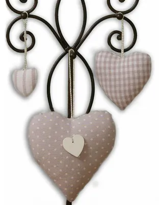 Produktbild von Stoff Herzen Dekohänger Aufhänger Landhaus Premium LINA 3er 12 cm