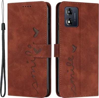 Produktbild von Motorola Moto E13 Hülle - Coverup Smile Klapphülle - Braun