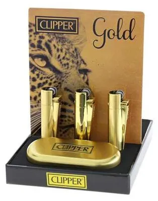 Produktbild von Clipper Metall Feuerzeug: Gold - 12er Display
