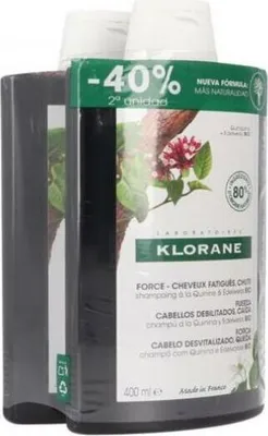 Image de Klorane Shampooing à la quinine et à l'edelweiss bio 2x400ml