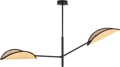 Zdjęcie produktu dla Lampa wisząca VENE czarno-brązowa 2xE14x10W wiklina / rattan / słoma wym:51x102x15cm IP20 Emibig
