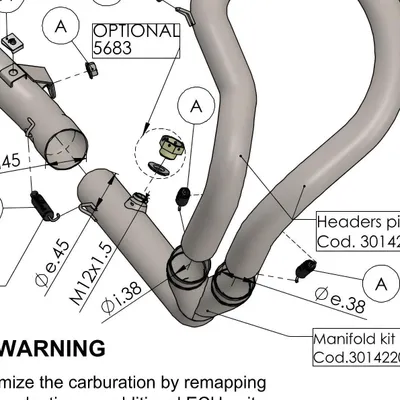 Zdjęcie produktu dla Zestaw części zamiennych do układu wydechowego LeoVince, obejmujący rurę łączącą, numer OEM: 308089202R, model S1169